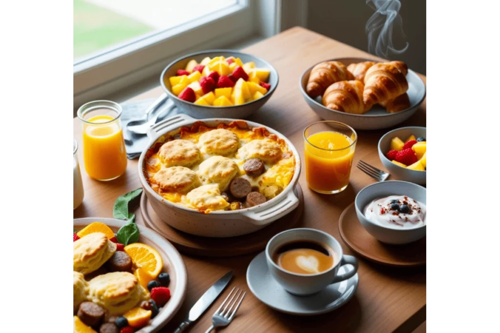 Breakfast casserole with biscuits