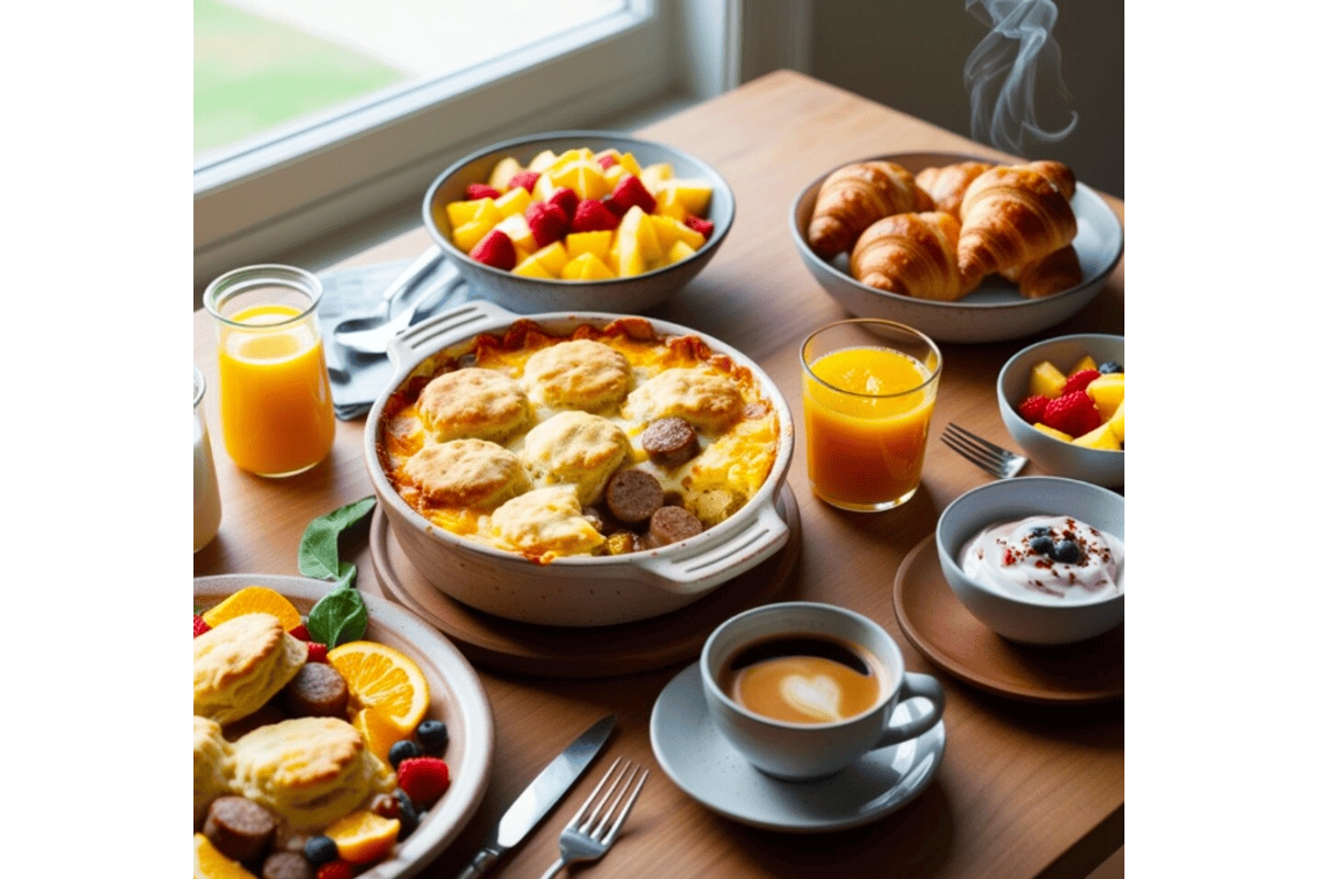 Breakfast casserole with biscuits