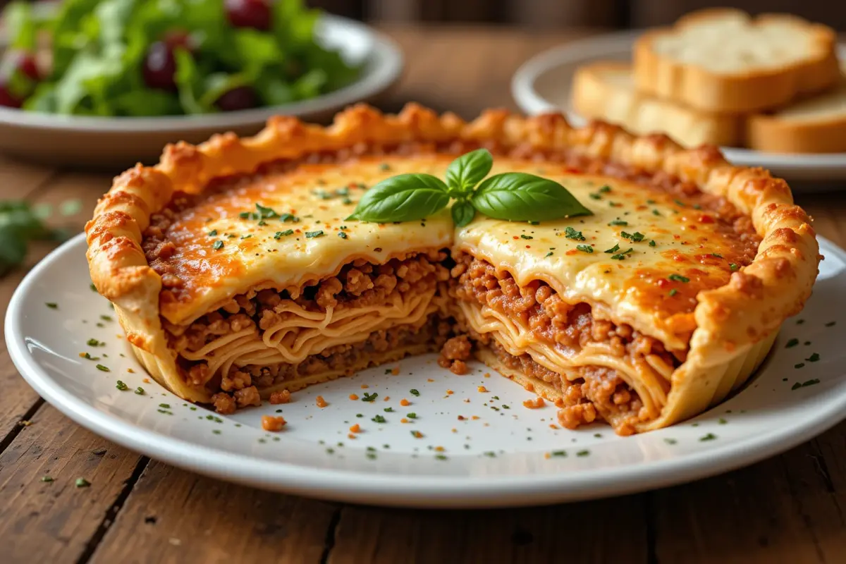 Spaghetti pie with cottage cheese