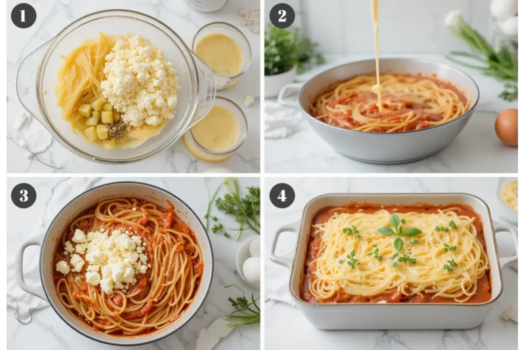 Spaghetti pie with cottage cheese