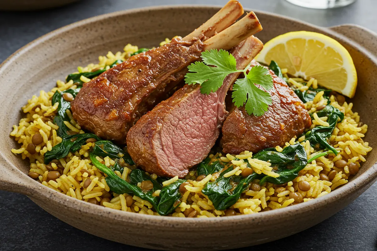 lamb lentils rice spinach recipe